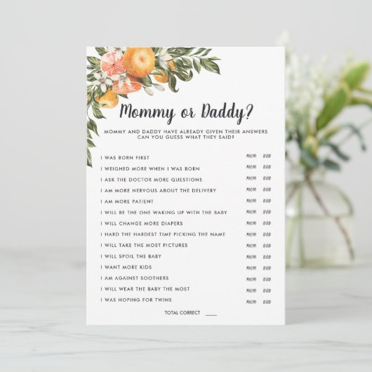 開花の赤ちゃんシャワー |ママまたはパパのゲーム 招待状 (スタンド正面)