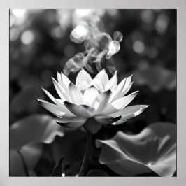 開花の静けさ：蓮の木炭アート ポスター
