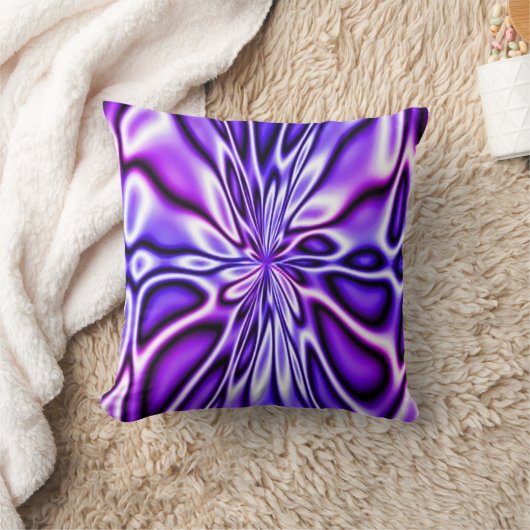 開花のMojoのすばらしい紫色の花の枕 クッション (ブランケット)