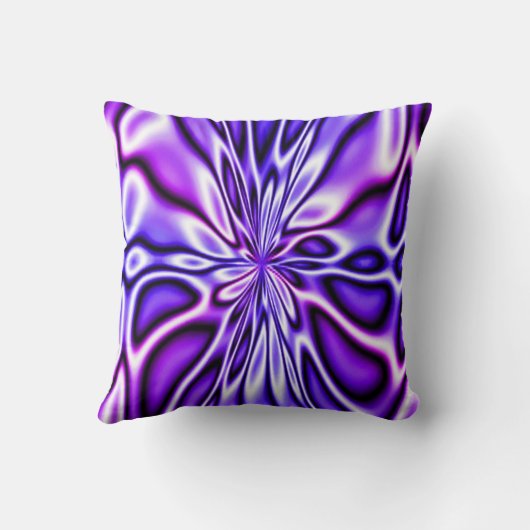 開花のMojoのすばらしい紫色の花の枕 クッション (裏面)
