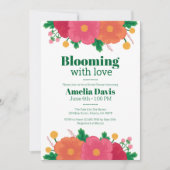 開花はっきりしたブライダルシャワー招待 招待状 (正面)