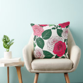 開花はっきりした調和 – 赤コンテンポラリーとピンクローズ クッション (椅子)