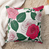 開花はっきりした調和 – 赤コンテンポラリーとピンクローズ クッション (ブランケット)