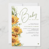 開花ひまわりエレガントの赤ちゃんシャワーベビー 招待状 (正面)