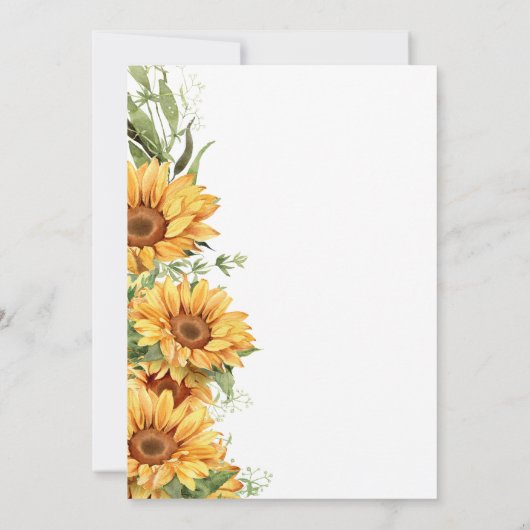 開花ひまわりエレガントの赤ちゃんシャワーベビー 招待状 (裏面)