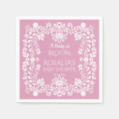 開花ほこりっぽいピンクのメキシコの赤ちゃんシャワーのベビー スタンダードカクテルナプキン (正面)