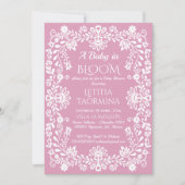 開花ほこりっぽいピンクのメキシコの赤ちゃんシャワーのベビー 招待状 (正面)