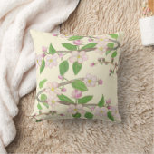 開花アップルツリーブランチイラストレーション クッション (ブランケット)