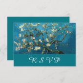 開花アーモンドツリーウェディングRSVPカード 出欠カード (正面/裏面)