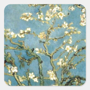 開花アーモンドツリーバイヴァンゴッホ スクエアシール