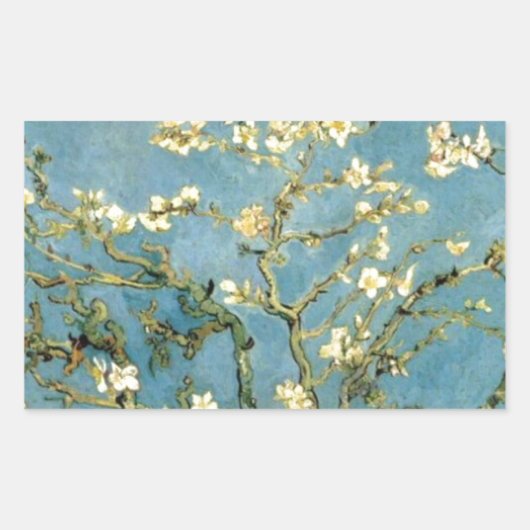 開花アーモンドツリーバイヴァンゴッホ 長方形シール (正面)