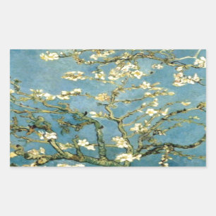 開花アーモンドツリーバイヴァンゴッホ 長方形シール