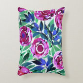 開花エレガンスフローラ水彩枕 アクセントクッション (正面(垂直))