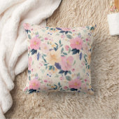 開花エレガントウォーターカラーパステルフローラ装飾 クッション (ブランケット)