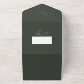 開花エレガント全員の結婚式の招待で緑 オールインワン招待状 (外側)