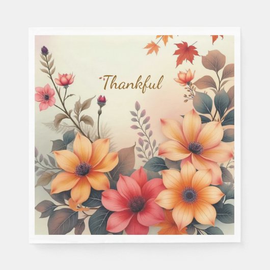 開花オブオータム紙ナプキンズ スタンダードランチョンナプキン (正面)