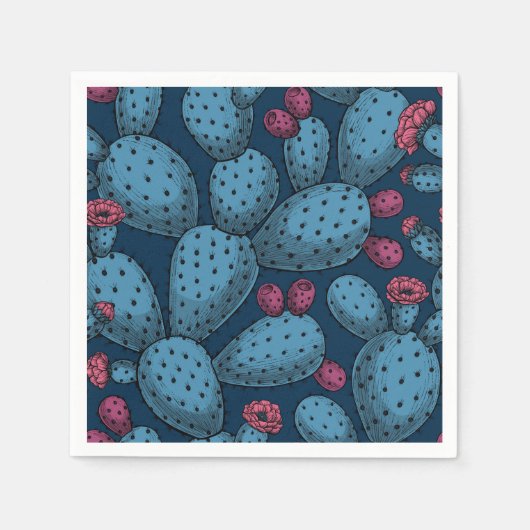 開花オプンティア スタンダードカクテルナプキン (正面)