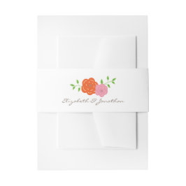 開花オレンジピンクフローラベリーバンド 招待状ベリーバンド