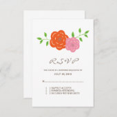 開花オレンジ色のピンクのフローラ応答カード 出欠カード (正面/裏面)