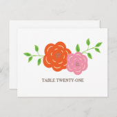 開花オレンジ色ピンクフローラテーブル番号葉書 ポストカード (正面/裏面)