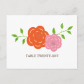 開花オレンジ色ピンクフローラテーブル番号葉書 ポストカード (正面)