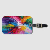 開花カラフル抽象芸術アートモノグパーソナライズされたラム ラゲッジタグ (正面横)