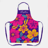 開花カラフル – ドーパミンスタイル-レトロ花 エプロン (正面)