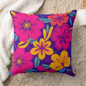 開花カラフル – ドーパミンスタイル-レトロ花 クッション (ブランケット)