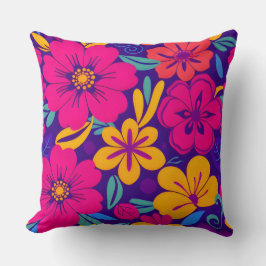 開花カラフル – ドーパミンスタイル-レトロ花 クッション
