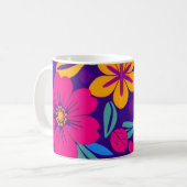 開花カラフル – ドーパミンスタイル-レトロ花 コーヒーマグカップ (正面左)