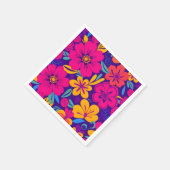 開花カラフル – ドーパミンスタイル-レトロ花 スタンダードカクテルナプキン (角)