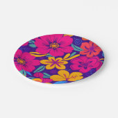 開花カラフル – ドーパミンスタイル-レトロ花 ペーパープレート (アングル)