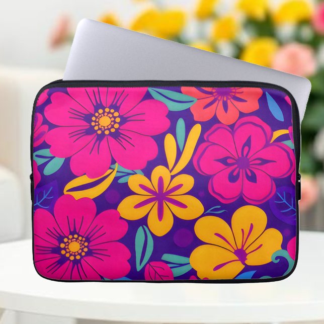 開花カラフル – ドーパミンスタイル-レトロ花 ラップトップスリーブ (Colorful Blooms-Dopamine Style-Laptop Sleeve )
