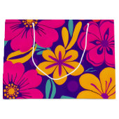 開花カラフル – ドーパミンスタイル-レトロ花 ラージペーパーバッグ (正面)