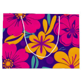 開花カラフル – ドーパミンスタイル-レトロ花 ラージペーパーバッグ (裏面)