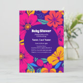 開花カラフル – ドーパミンスタイル-レトロ花 招待状 (スタンド正面)