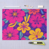 開花カラフル – ドーパミンスタイル-レトロ花 薄葉紙 (クラフト)