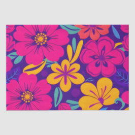 開花カラフル – ドーパミンスタイル-レトロ花 薄葉紙