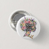 開花グレースフローラ感動的引用文デザイン 缶バッジ (正面&裏面)