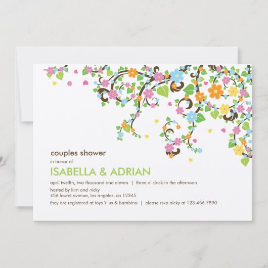 開花グローリーアウトドアベビーシャワー招待状 招待状 (正面)