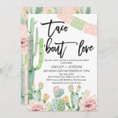 開花サボタコの恋カップルのシャワー 招待状 (正面/裏面)