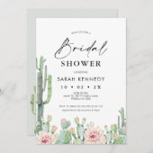 開花サボテン吸汁性ブライダルシャワー 招待状 (正面/裏面)