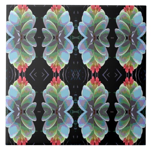 開花サボテン模様 タイル (正面)