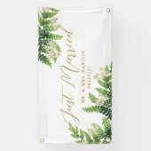 開花シダたった今結婚しましたカーバナー 横断幕 (縦)