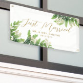 開花シダたった今結婚しましたカーバナー 横断幕 (ビルの外側)