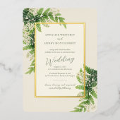 開花シダ結婚ス 箔招待状 (正面)