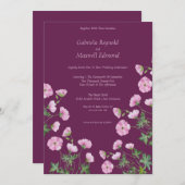 開花シンプルウォーターカラーゼラニウム結婚ズ 招待状 (正面/裏面)