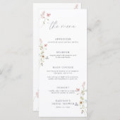 開花シンプルブライダルシャワーメニューのワイルドフラワーラブ メニュー (正面/裏面)