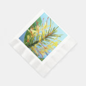 開花ジンジャーリリー植物フローラ 縁ありランチョンナプキン (角)