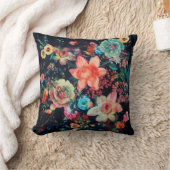 開花スタイル:カラフルフローラデザイン クッション (ブランケット)